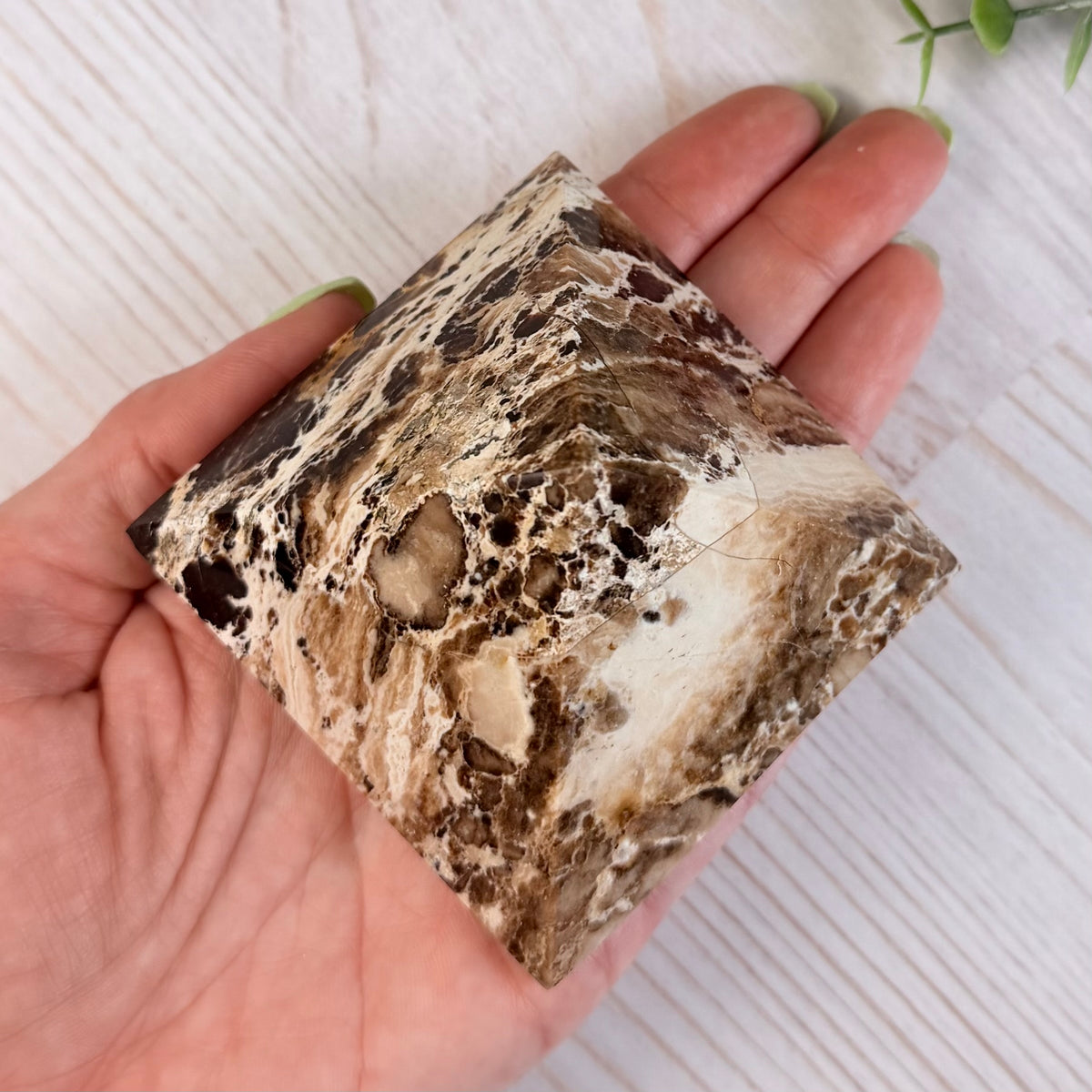 Chocolate Calcite Pyramid – Brown & Cream Crystal for Grounding