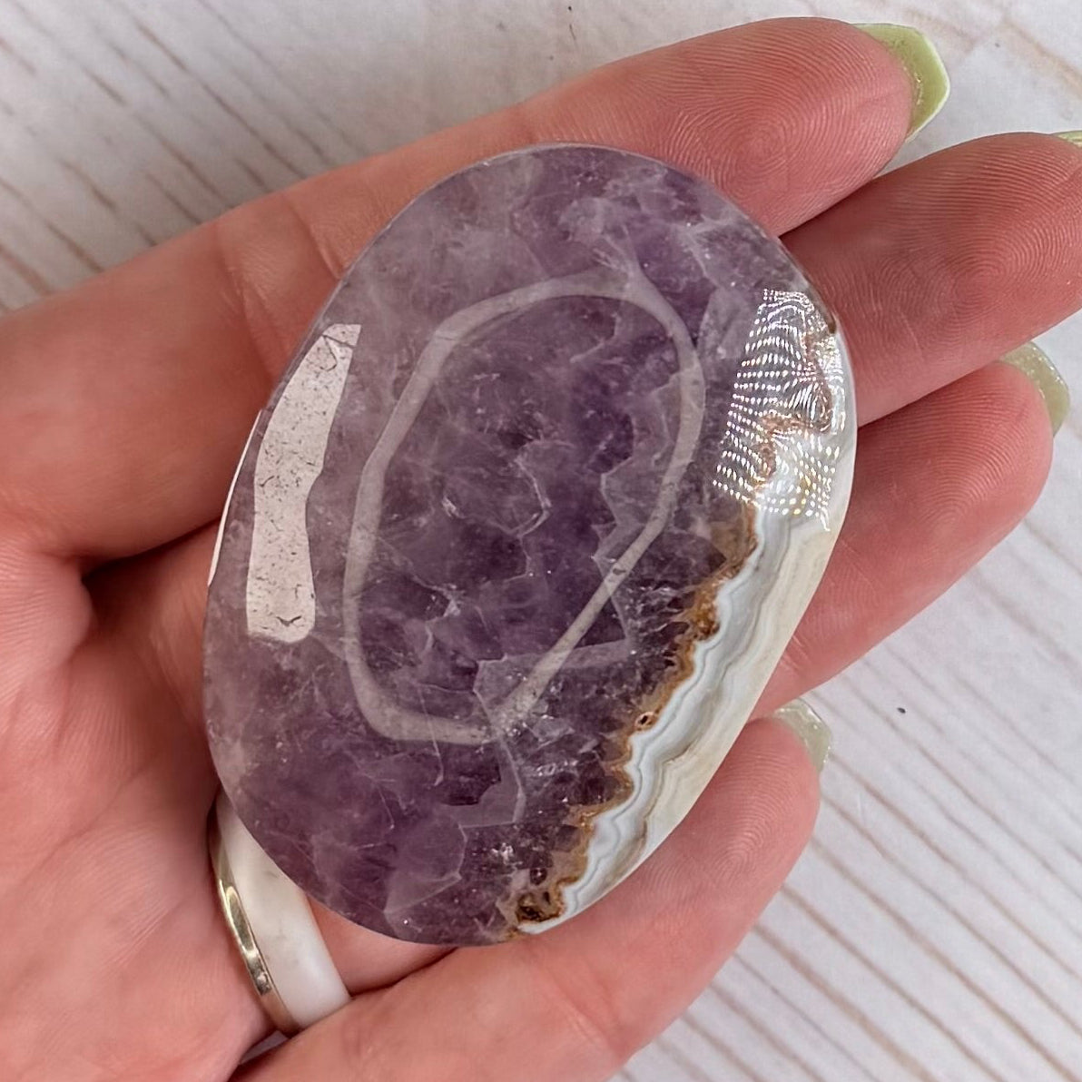Crazy Lace Amethyst Palm Stone from Mexico | Option E