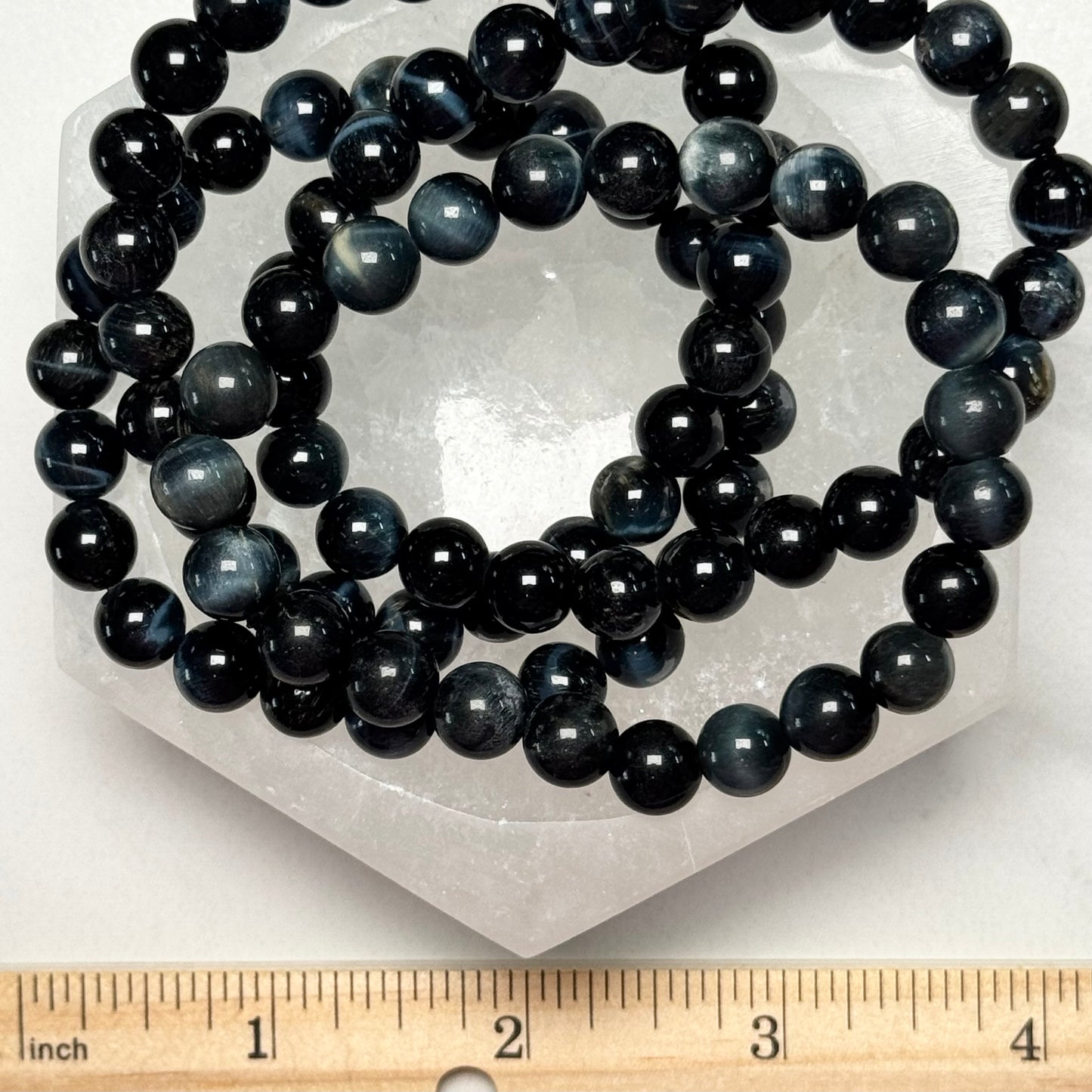 One (1) Beautiful High Quality Hawk's Eye Bracelet from South Africa (8mm Bead)