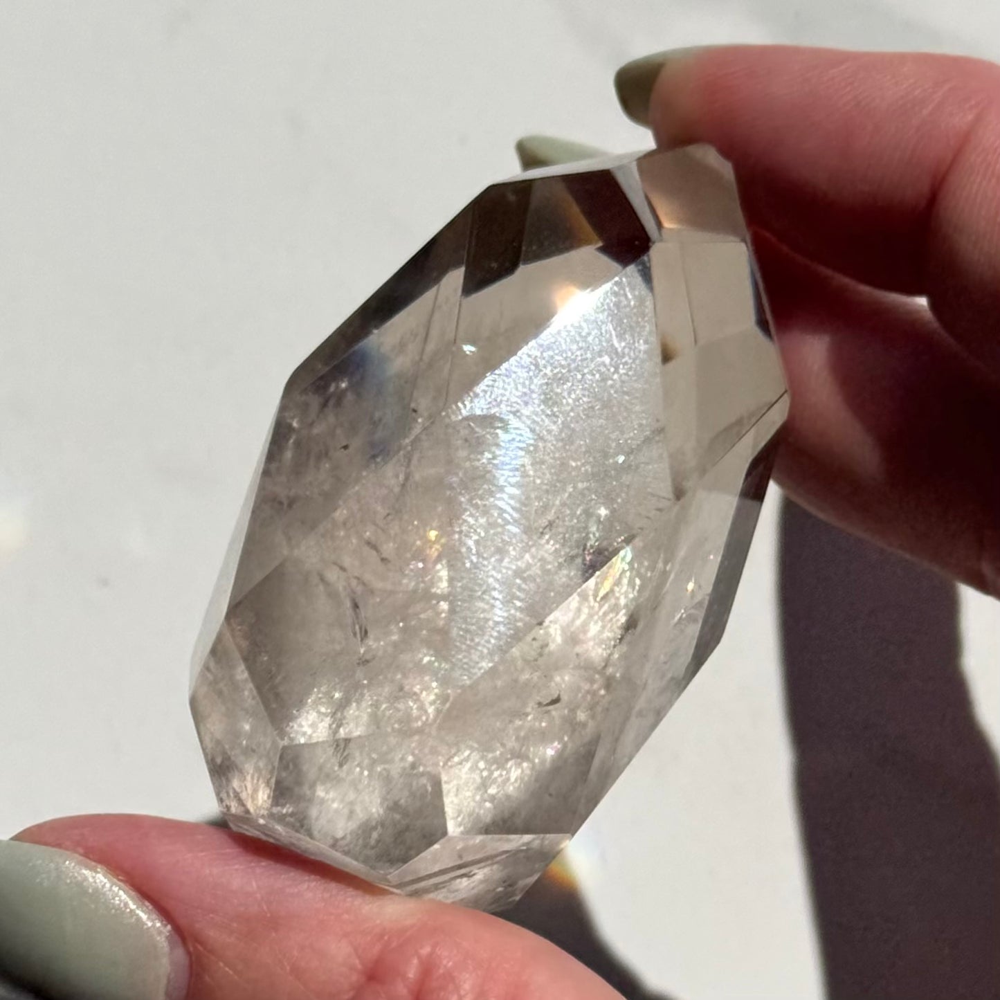 Smoky Quartz Faceted Teardrop Carving
