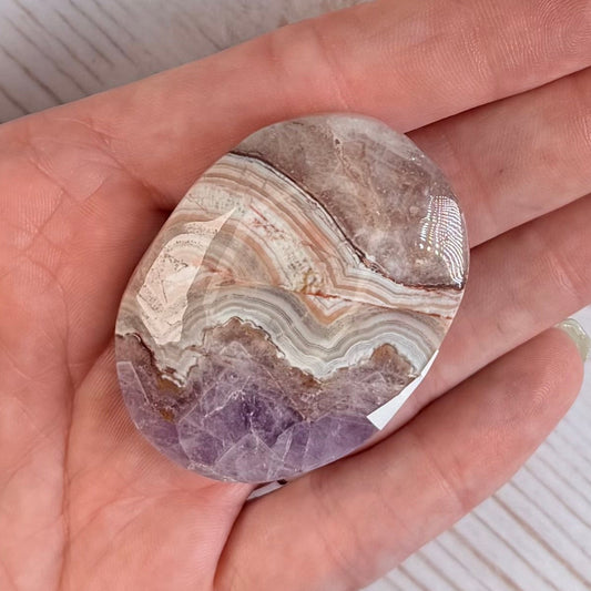 Crazy Lace Amethyst Palm Stone from Mexico | Option L