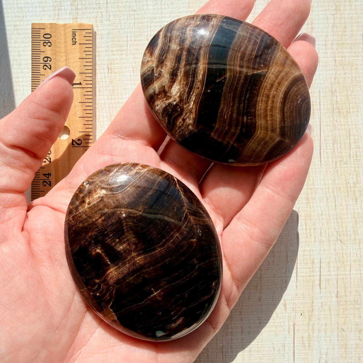 Chocolate Calcite Palm Stone – Grounding Crystal for Stability