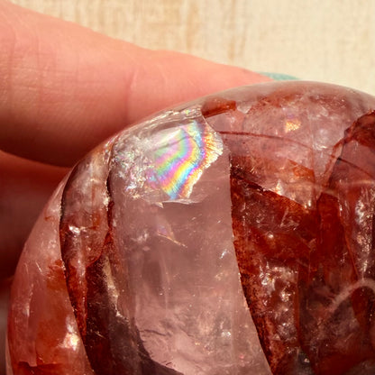 Fire Quartz Palm Stone | Hematoid Quartz | Option A