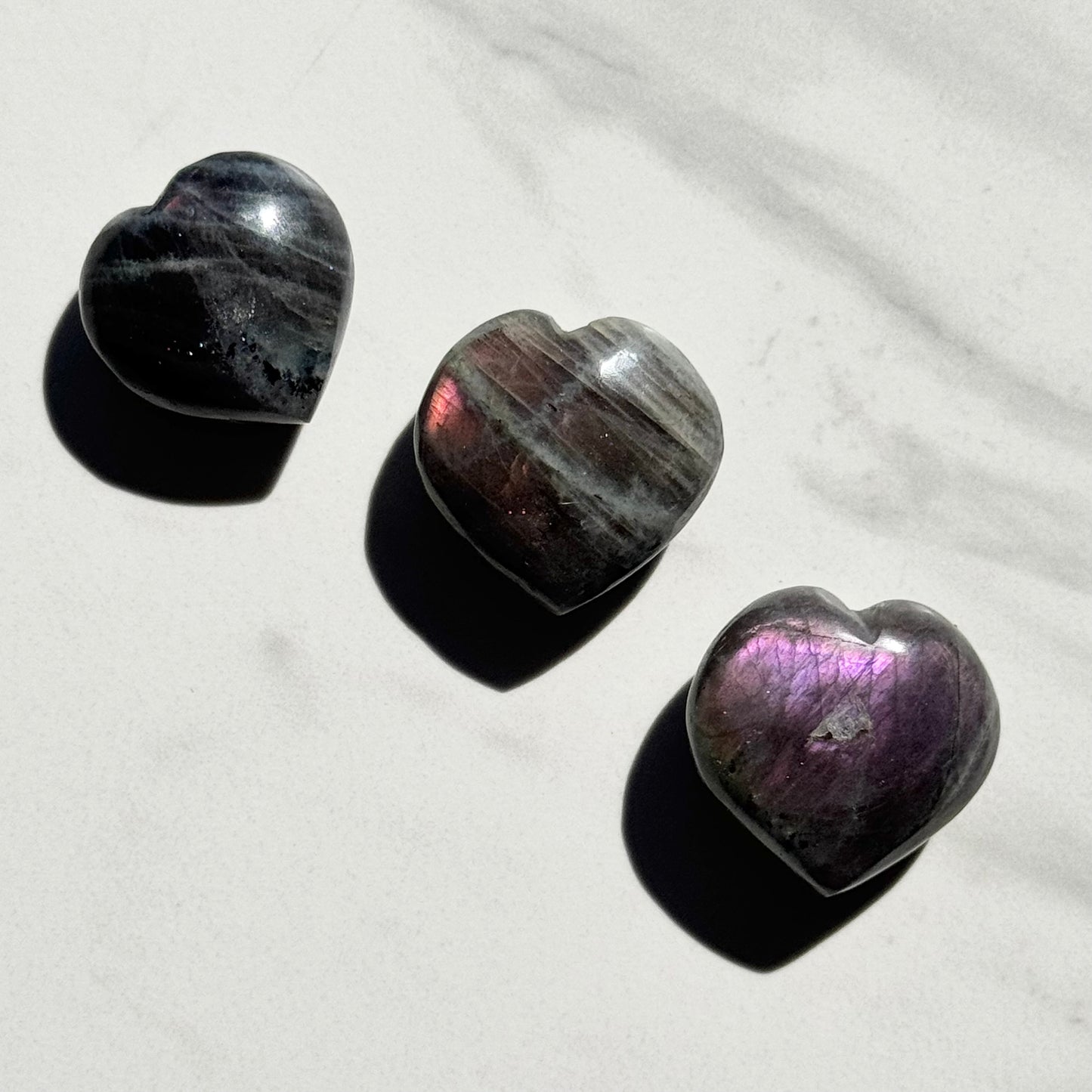 One (1) Small Puffy Labradorite Heart Carving