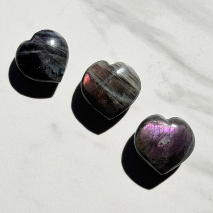 One (1) Small Puffy Labradorite Heart Carving