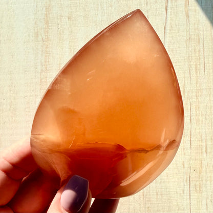 Honey Calcite Flame | Hand-Selected Crystal Carving