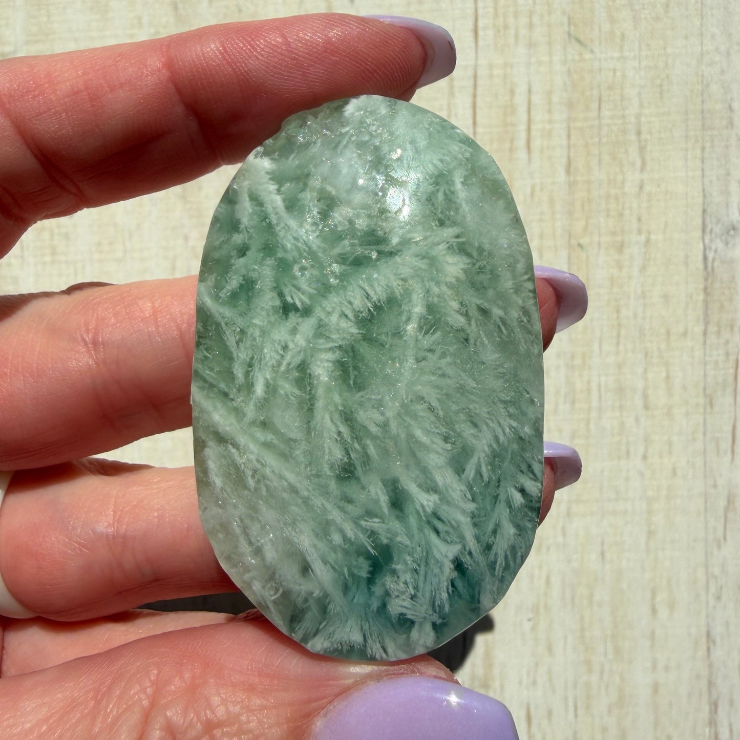 Snowflake Fluorite Palm Stone | Option A