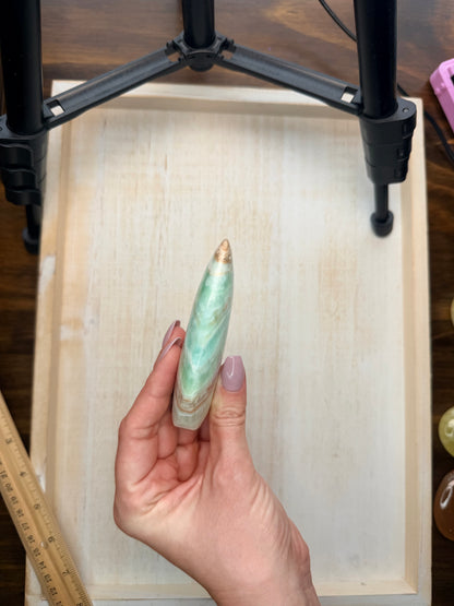 Caribbean Calcite Flame – Soothing Teal Crystal for Calm & Communication