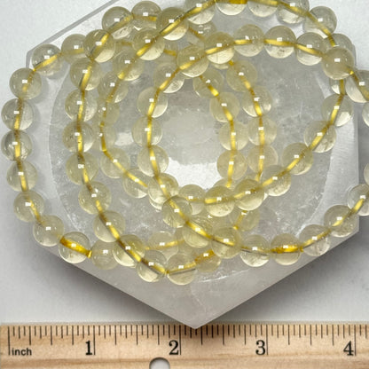 One (1) Pale Citrine Bracelet from Brazil (8mm Bead)