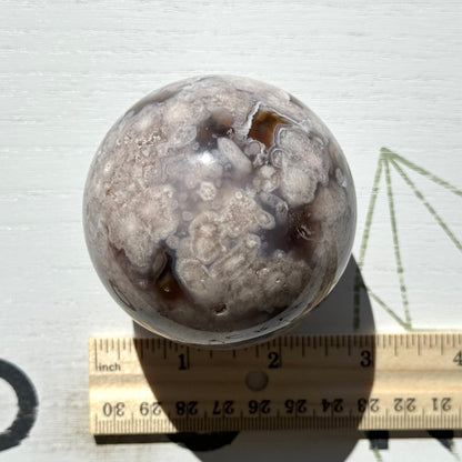 Rare Black Flower Agate Sphere from Madagascar