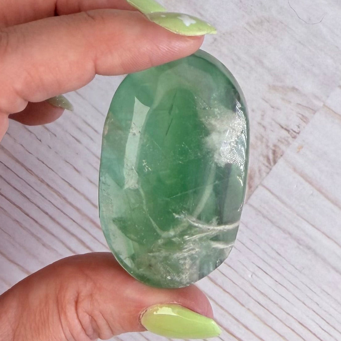 Snowflake Fluorite Palm Stone | Option F
