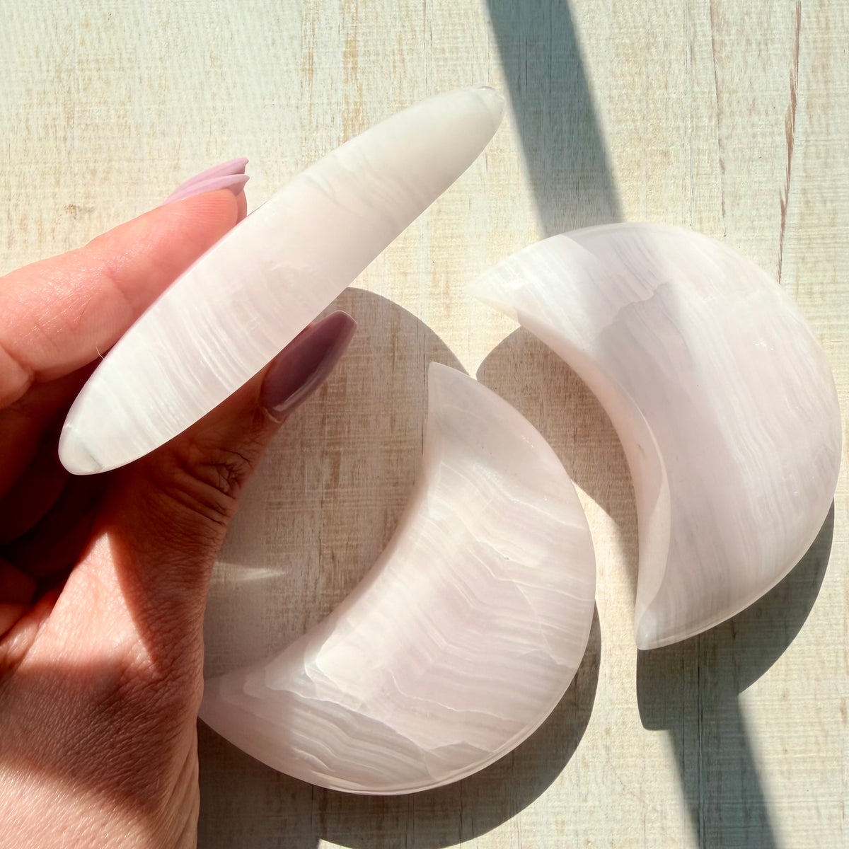Mangano Calcite Crescent Moon Carving | Pink Mangano Calcite | Mangano Calcite Crystal