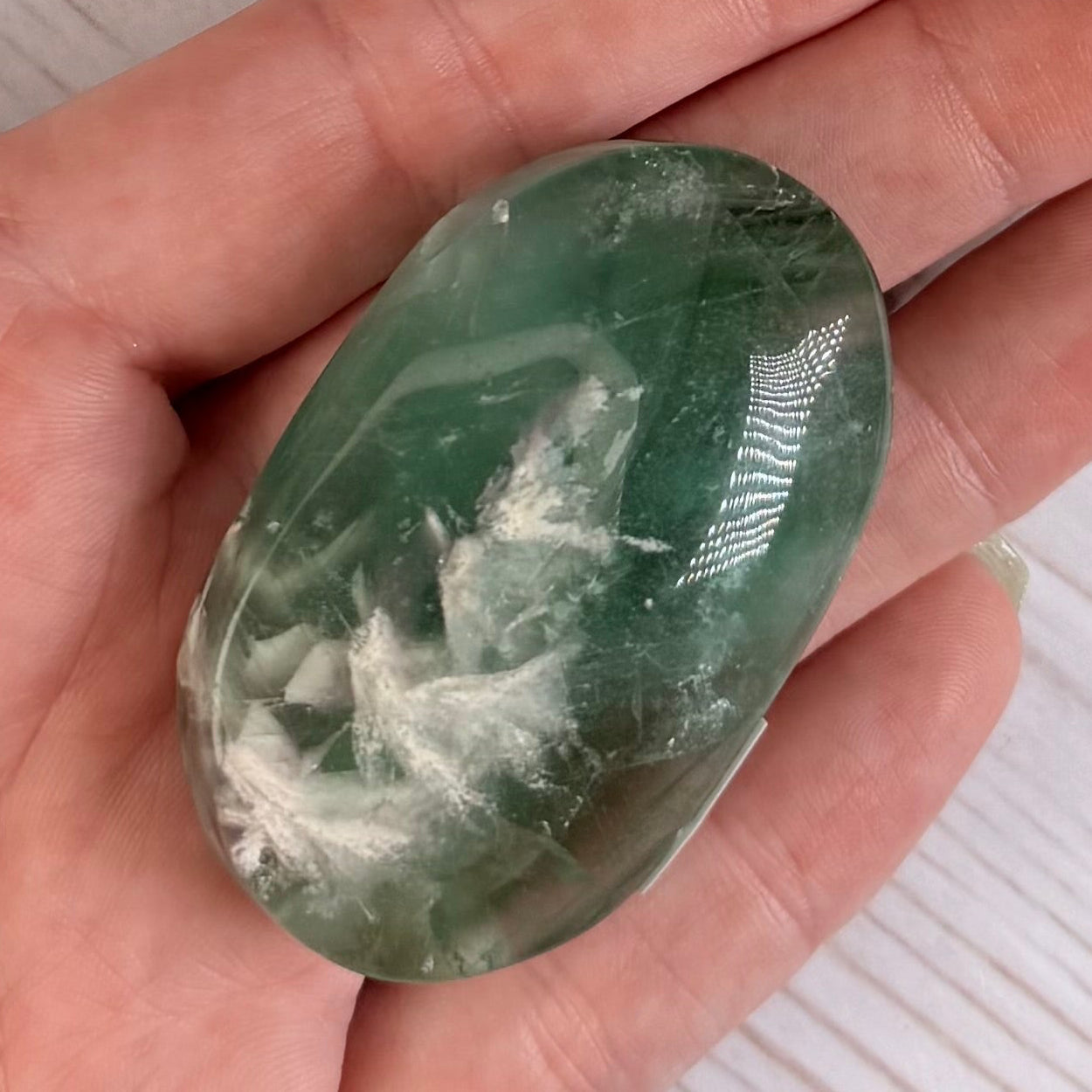 Snowflake Fluorite Palm Stone | Option F