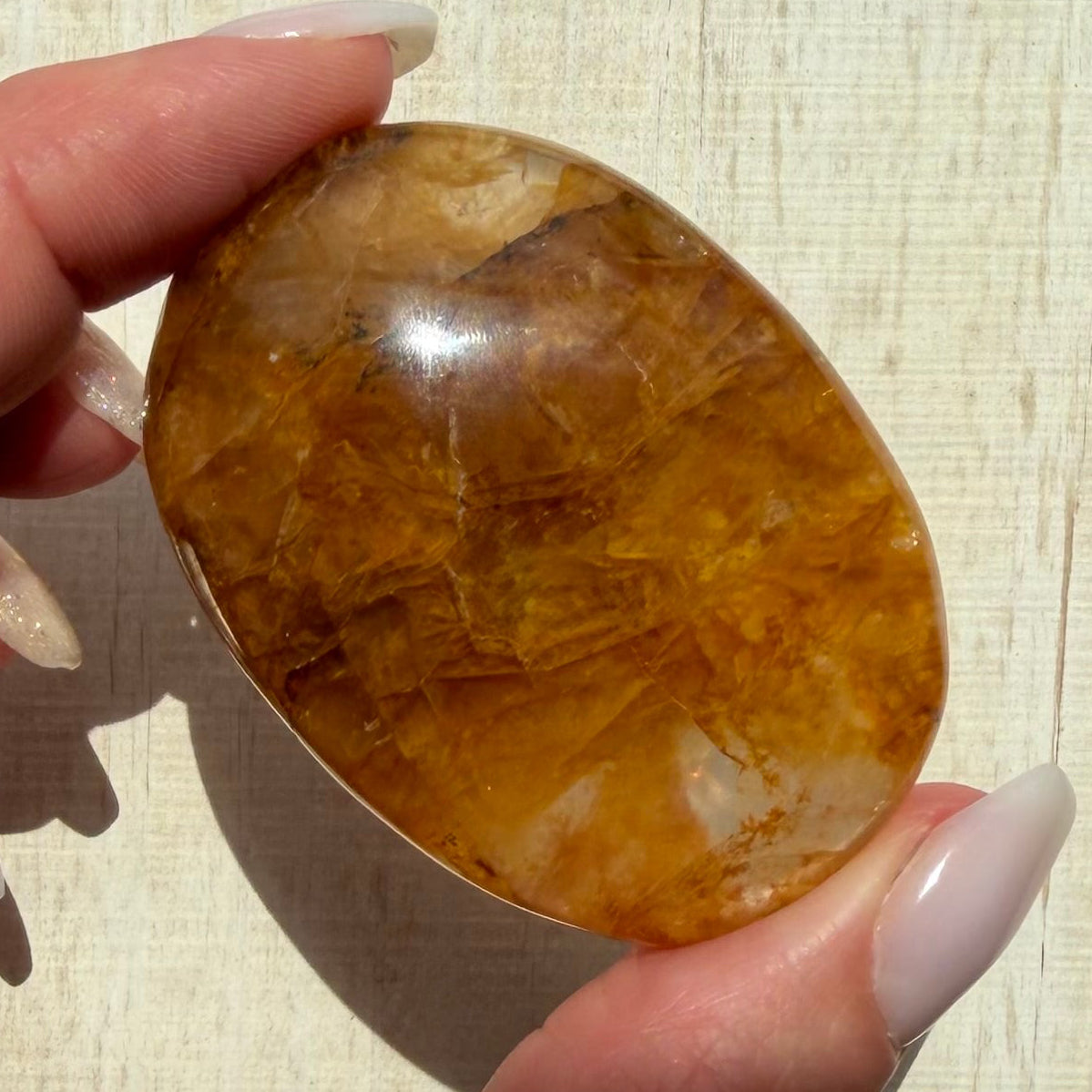 Golden Healer Quartz Palm Stone | Option E
