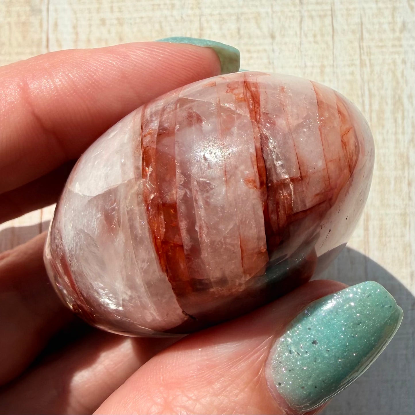 Fire Quartz Palm Stone | Hematoid Quartz | Option E