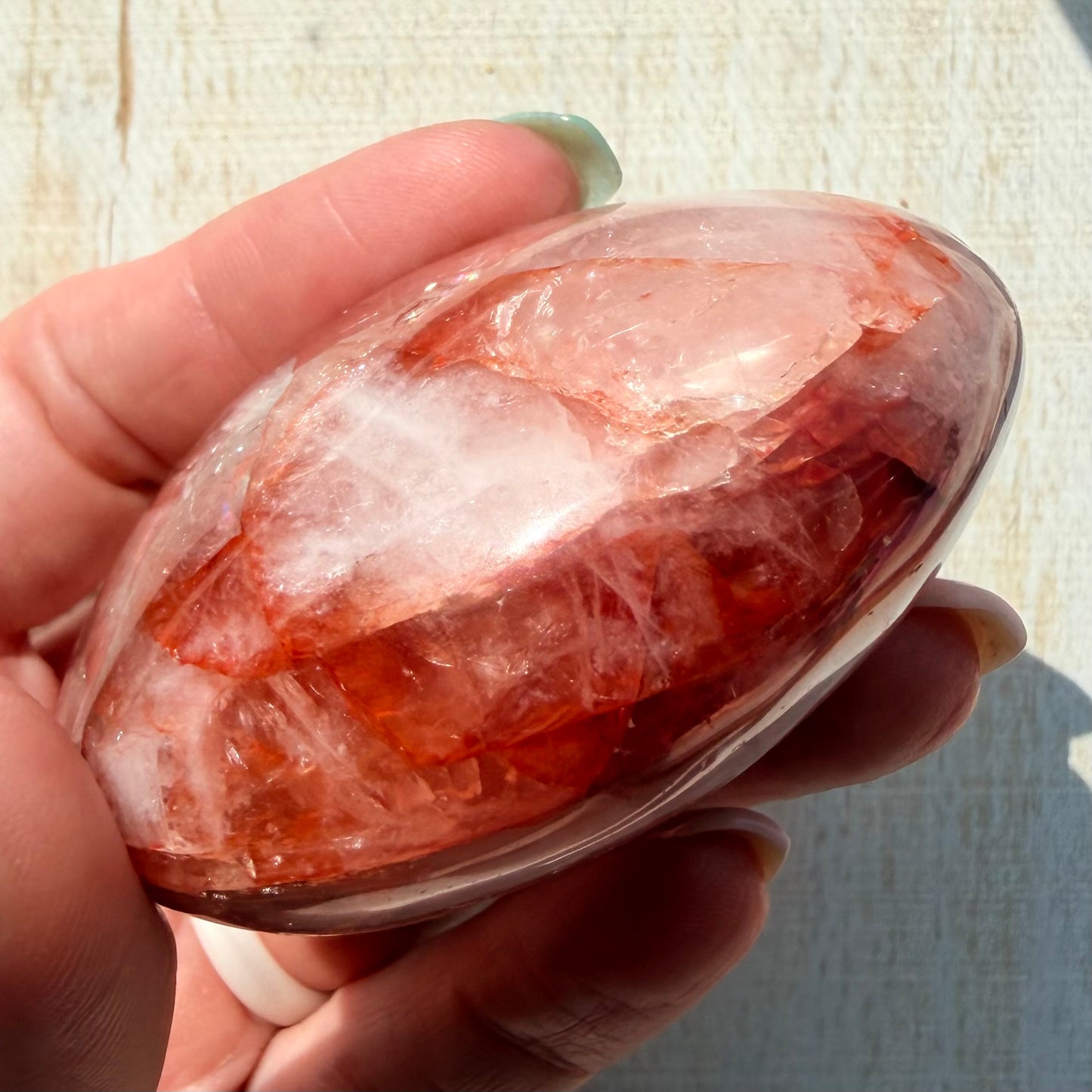 Fire Quartz Palm Stone | Hematoid Quartz | Option I