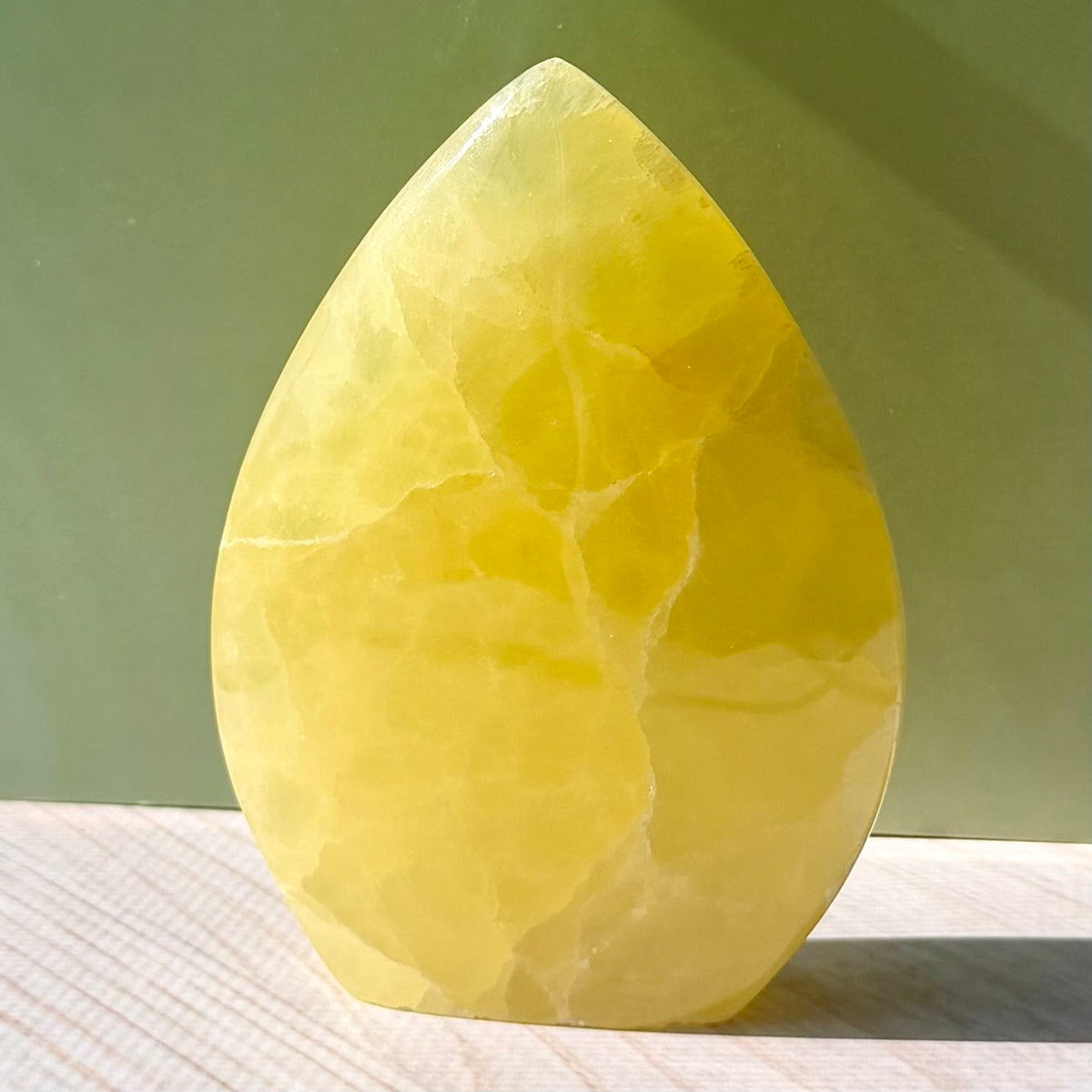 Lemon Calcite Flame | Hand-Selected Crystal Carving