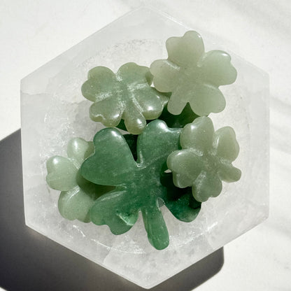 One (1) Green Aventurine Shamrock Carving