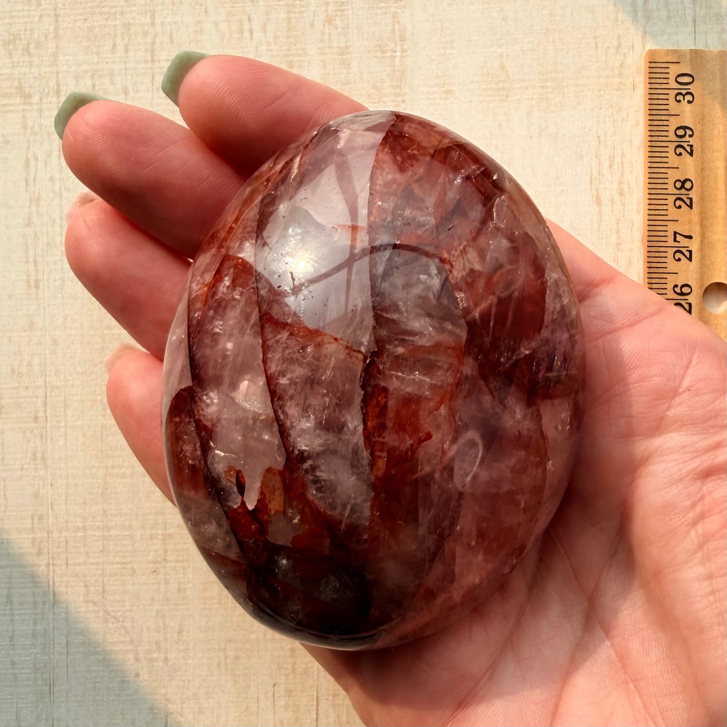 Fire Quartz Palm Stone | Hematoid Quartz | Option A