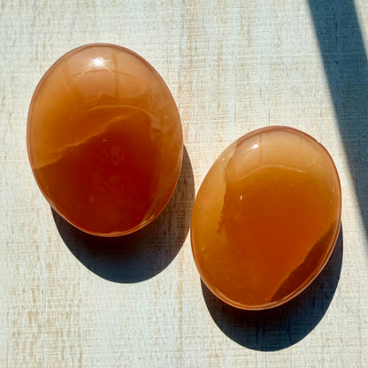 Honey Calcite Palm Stone – Golden Crystal for Joy & Self-Love