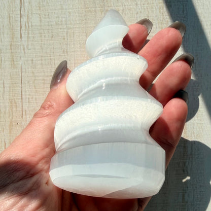 Selenite Spiral Tower | Satin Spar | Selenite Crystal