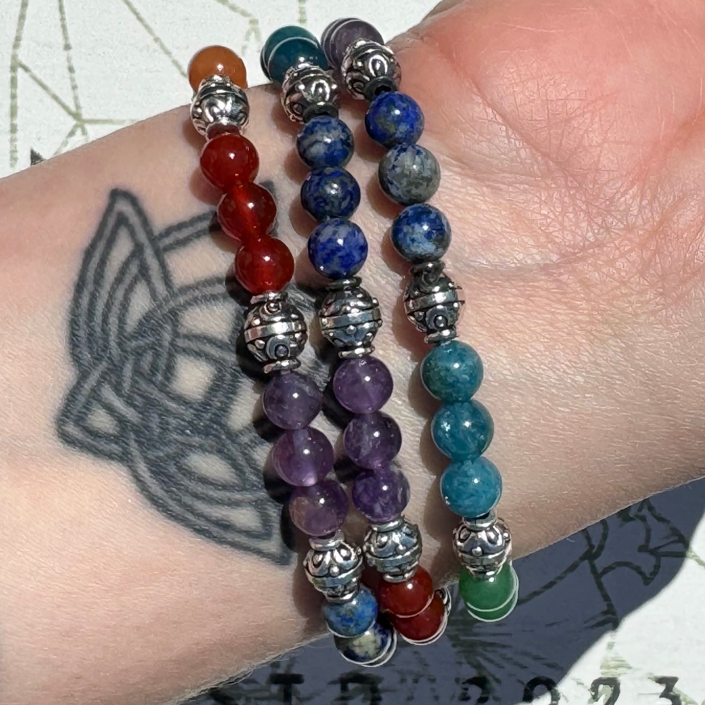 Silver Beaded Chakra Bracelet (6mm Bead)