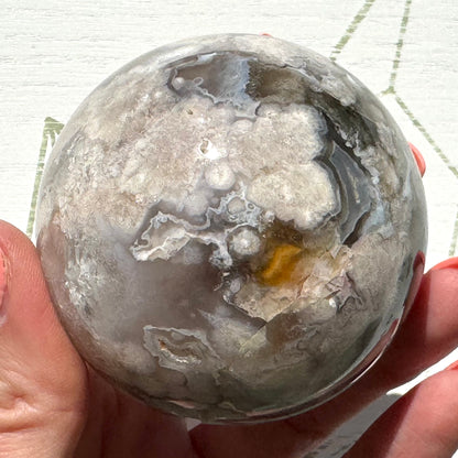 Rare Black Flower Agate Sphere from Madagascar