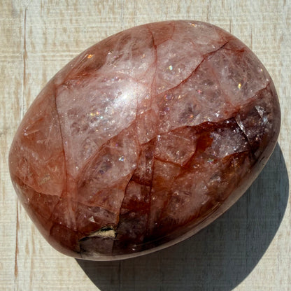 Fire Quartz Palm Stone | Hematoid Quartz | Option J