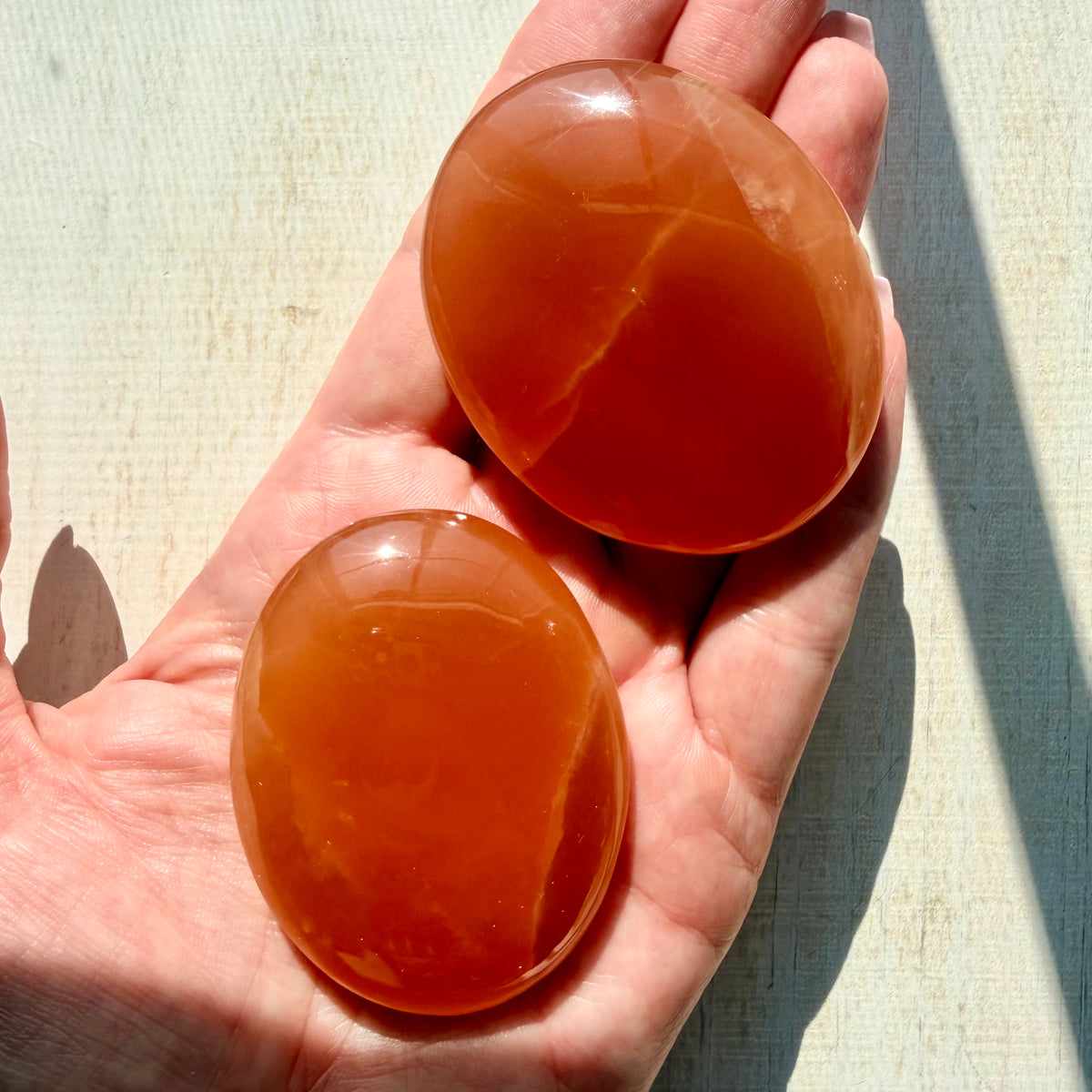 Honey Calcite Palm Stone – Golden Crystal for Joy & Self-Love