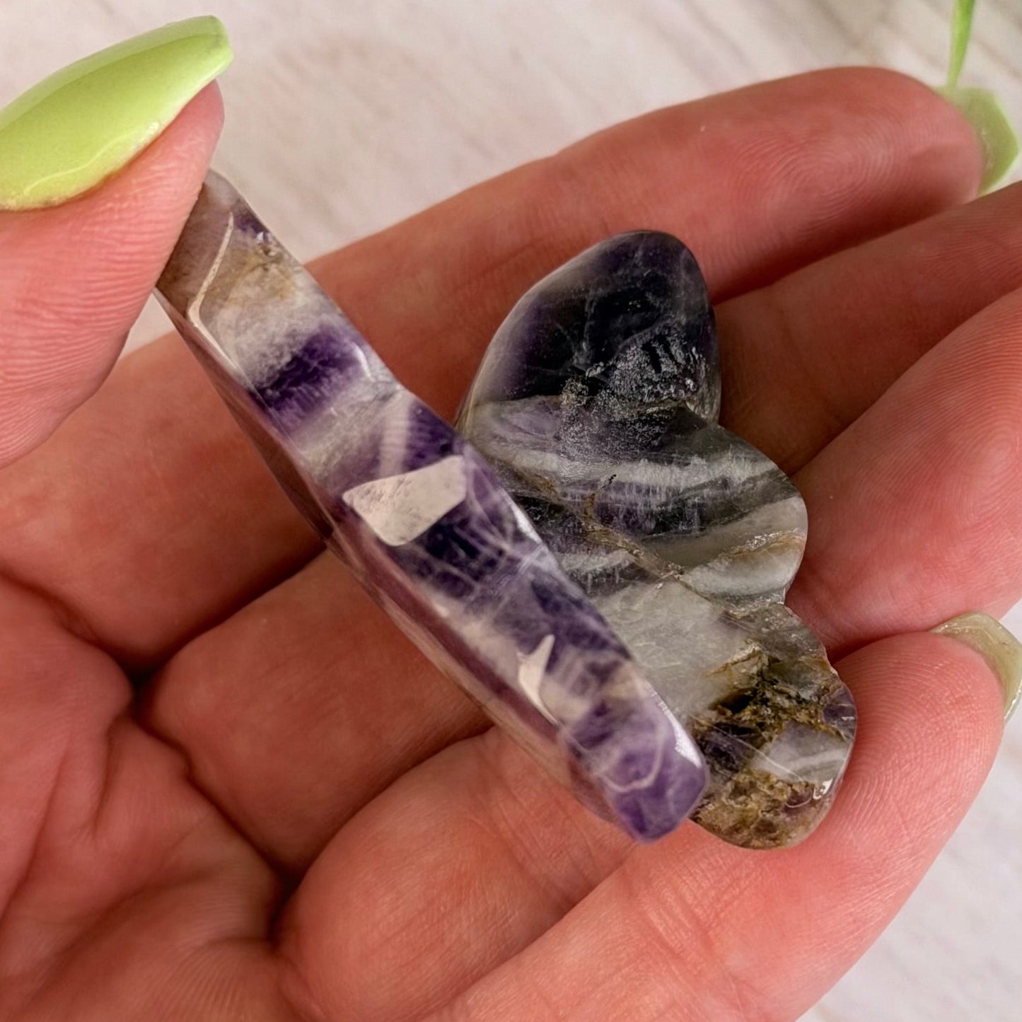 Chevron / Dream Amethyst Butterfly Carving