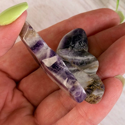 Chevron / Dream Amethyst Butterfly Carving