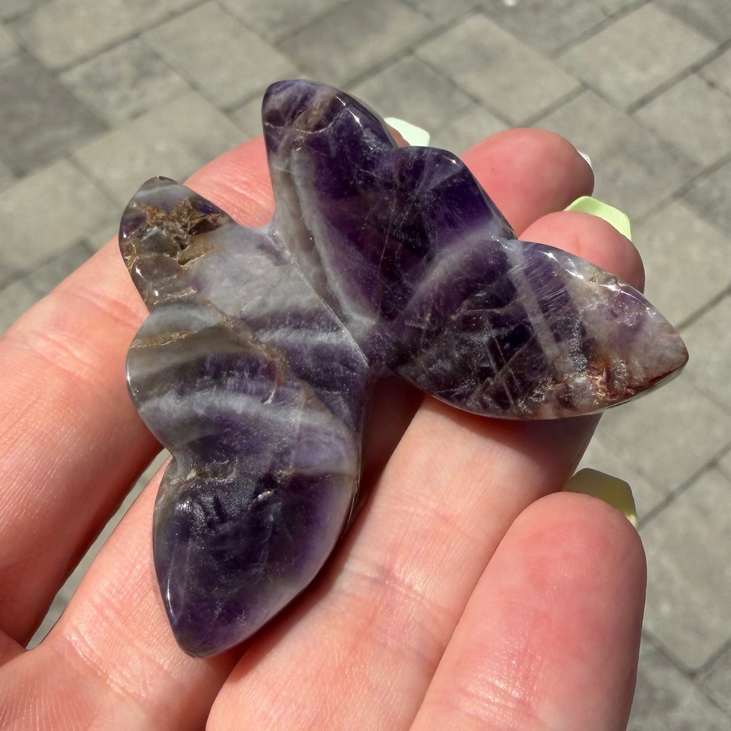 Chevron / Dream Amethyst Butterfly Carving