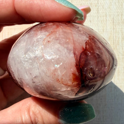 Fire Quartz Palm Stone | Hematoid Quartz | Option H
