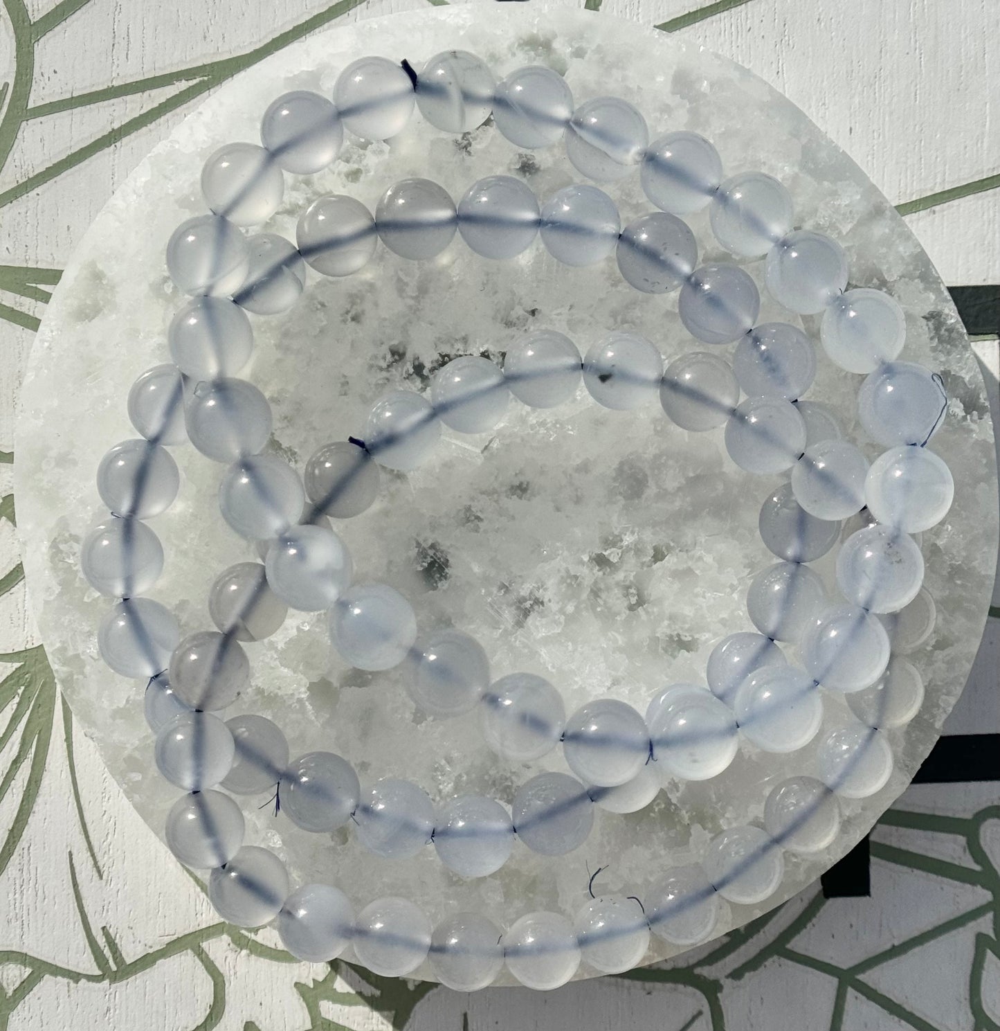 Blue Chalcedony Bracelets from Brazil (8mm Bead)