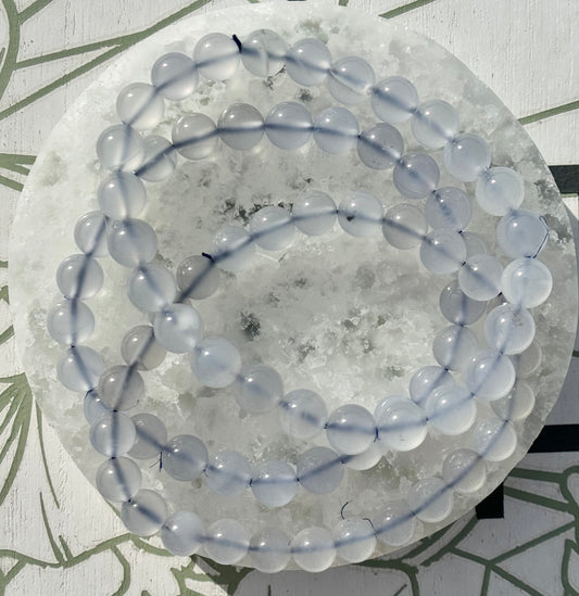 Blue Chalcedony Bracelets from Brazil (8mm Bead)