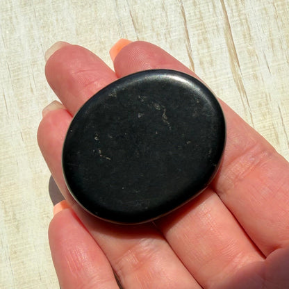 One (1) Flat EMF Blocking Shungite Palm Stone from Russia