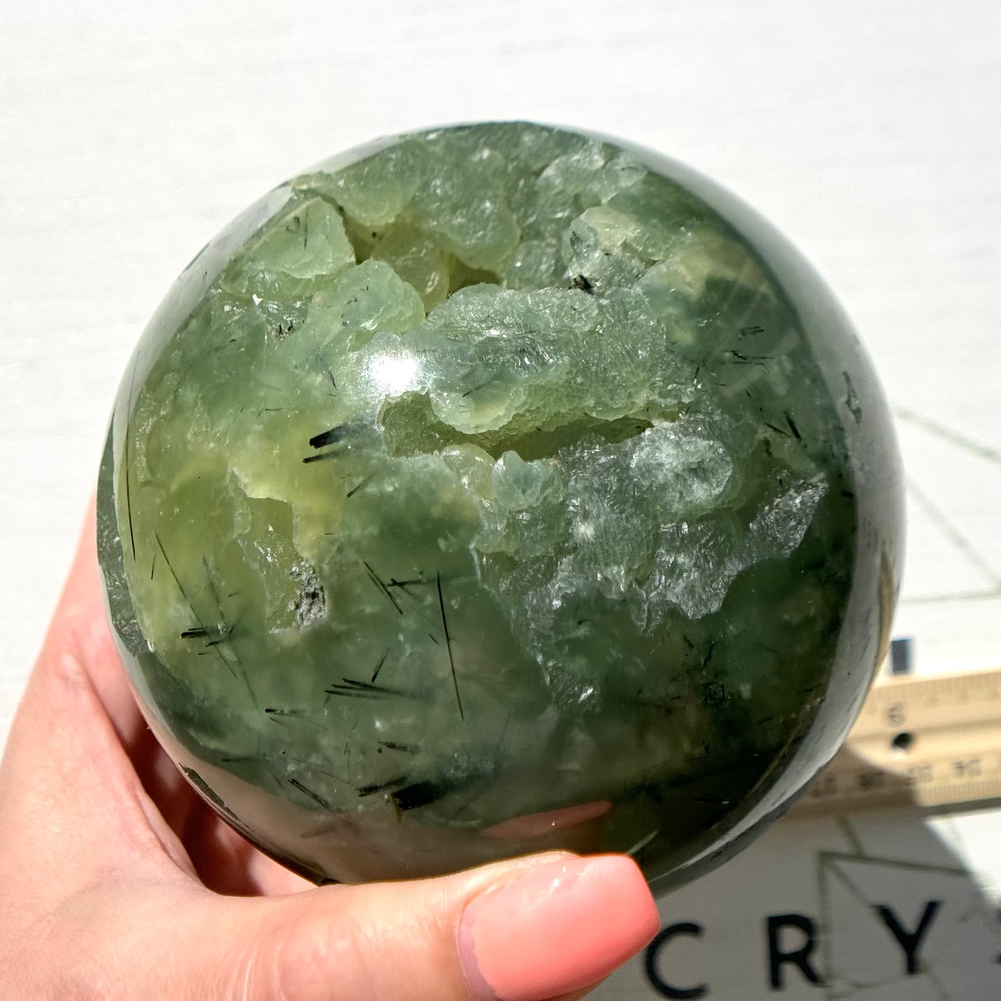 Prehnite with Epidote Sphere from South Africa