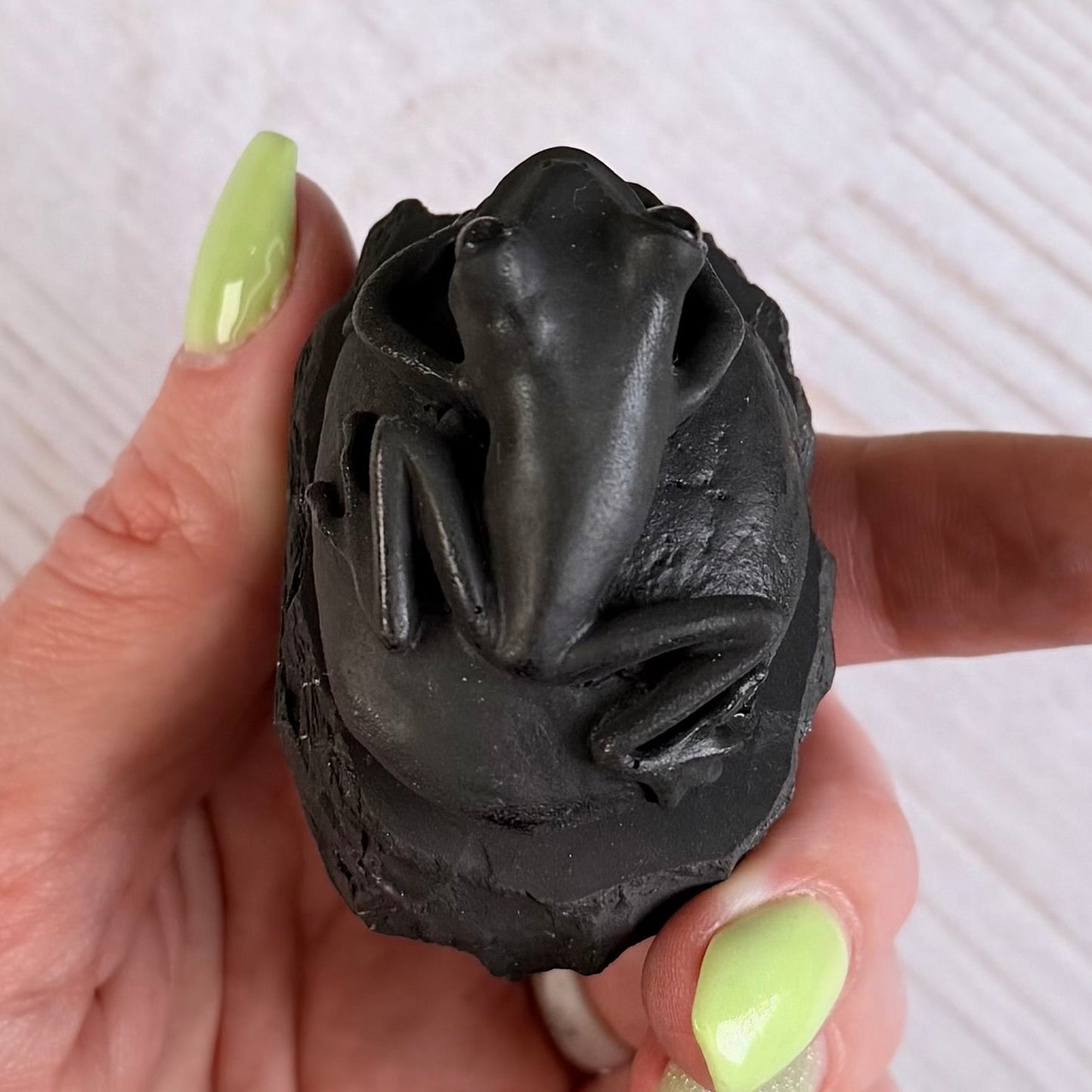 Karelian Shungite Frog Carving - EMF Protection Statue