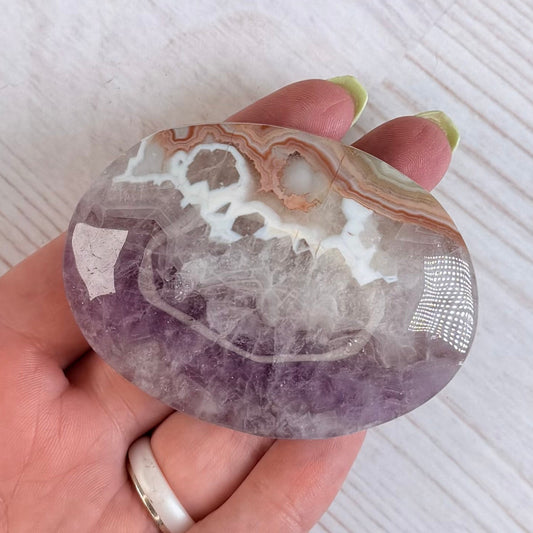 Crazy Lace Amethyst Palm Stone from Mexico | Option A