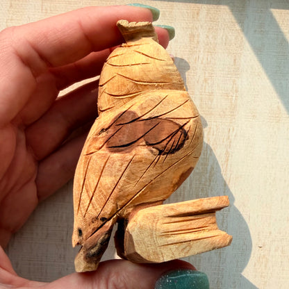 Palo Santo Owl on a Book Carving | Hand-Carved from Peru