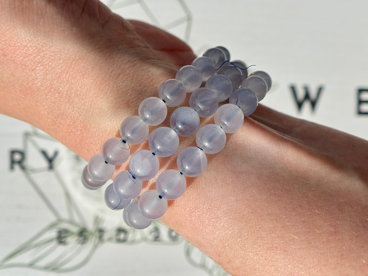 Blue Chalcedony Bracelets from Brazil (8mm Bead)