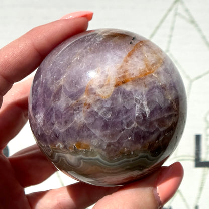 Amethyst with Crazy Lace Agate Sphere from Mexico