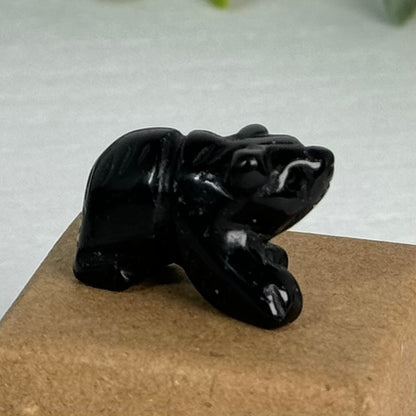 One (1) Mini Obsidian Bear Carving