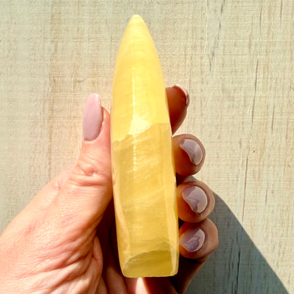 Lemon Calcite Flame | Hand-Selected Crystal Carving