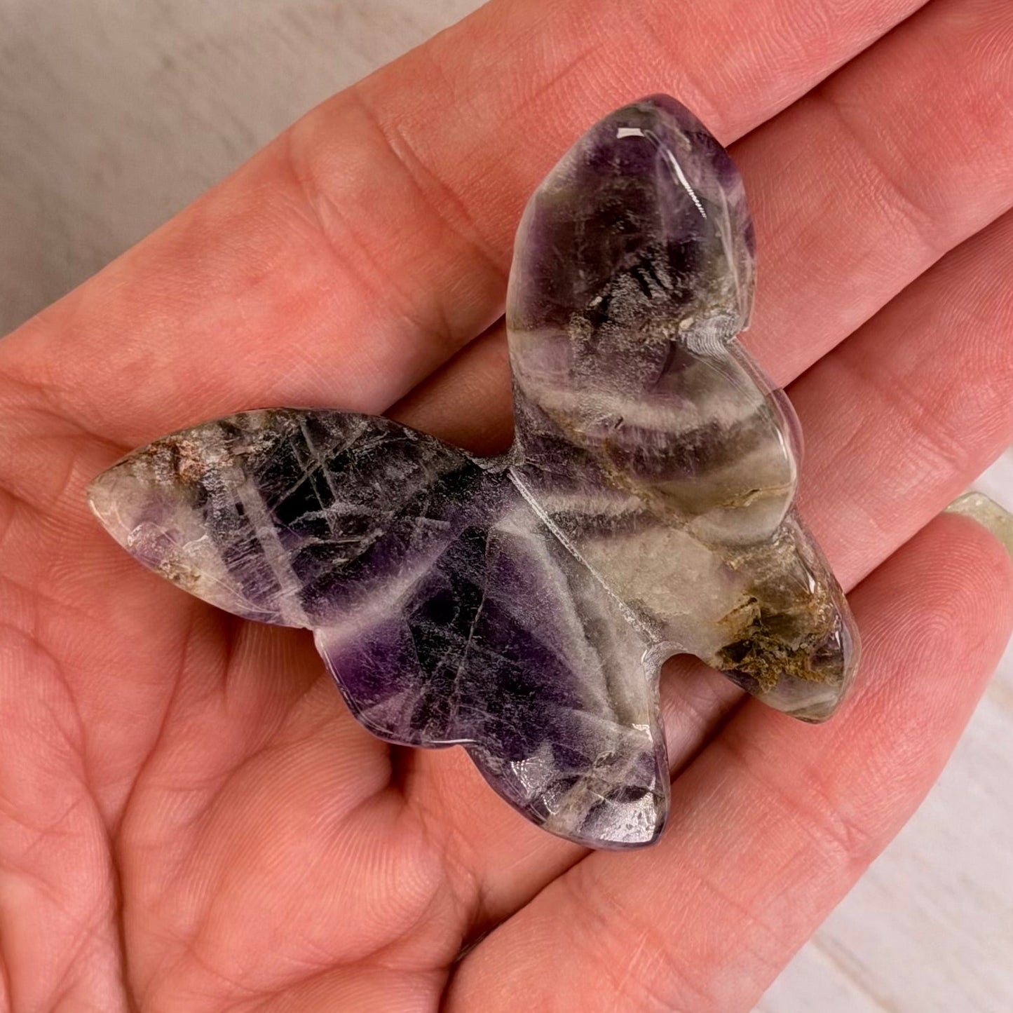 Chevron / Dream Amethyst Butterfly Carving