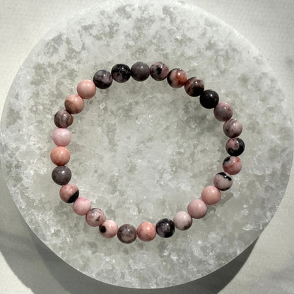 One (1) Pink Zebra Jasper Bracelet (6mm Bead)