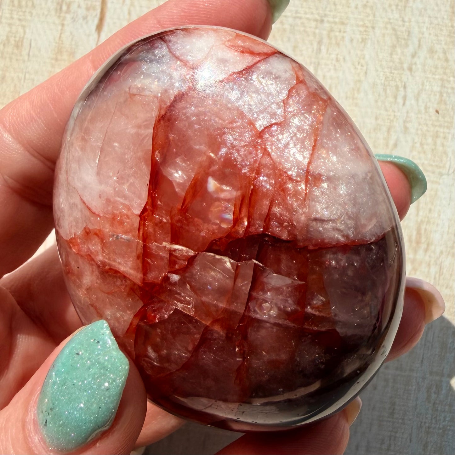 Fire Quartz Palm Stone | Hematoid Quartz | Option I