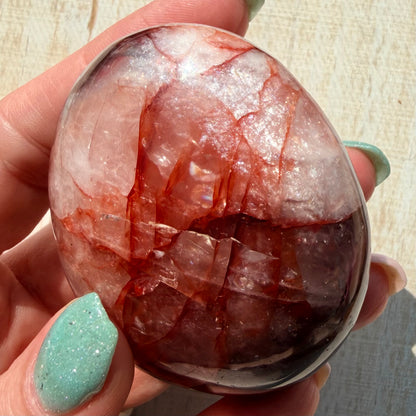 Fire Quartz Palm Stone | Hematoid Quartz | Option I