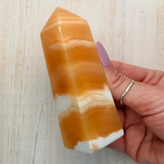 Orange Calcite Tower – Bright Crystal for Energy & Creativity