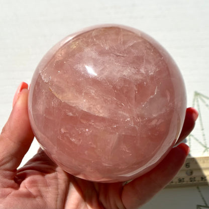 High Quality Rose Quartz Sphere with Asterism from Brazil